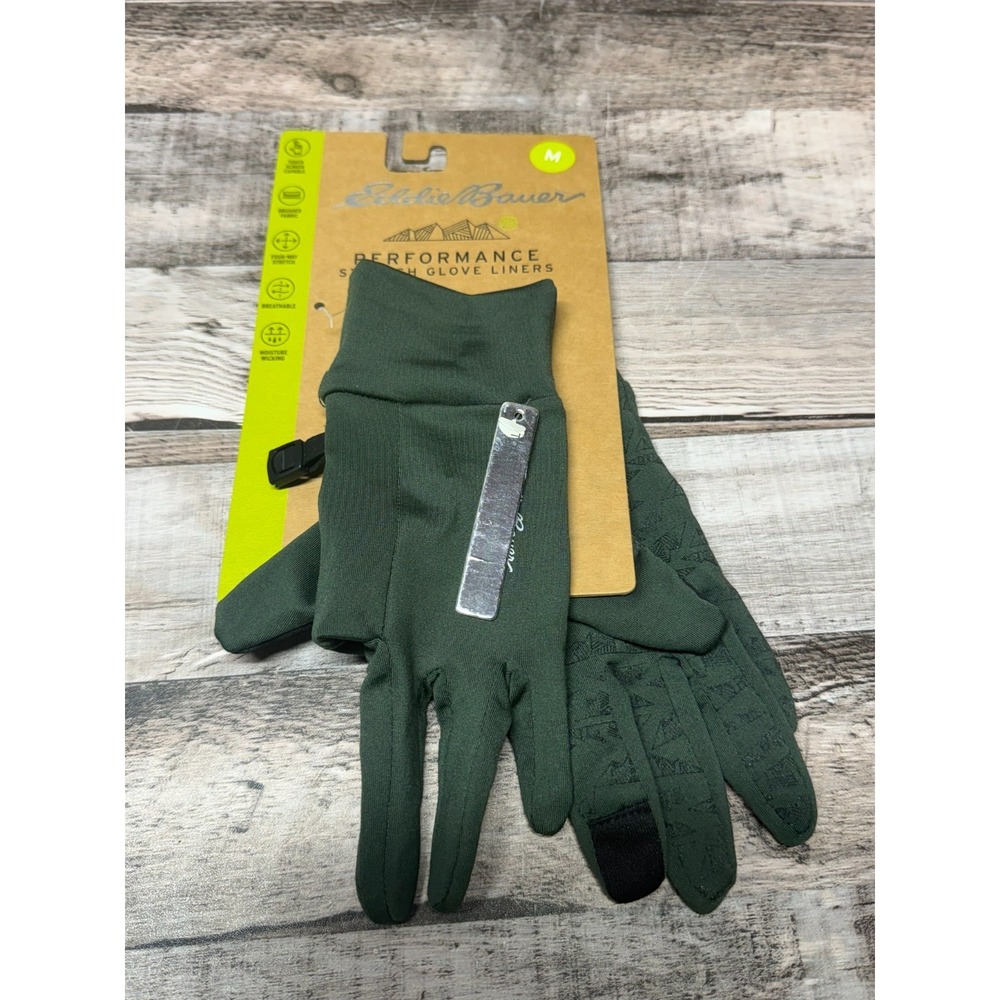 NEw Eddie Bauer Stretch Glove Liners Size Medium Green
